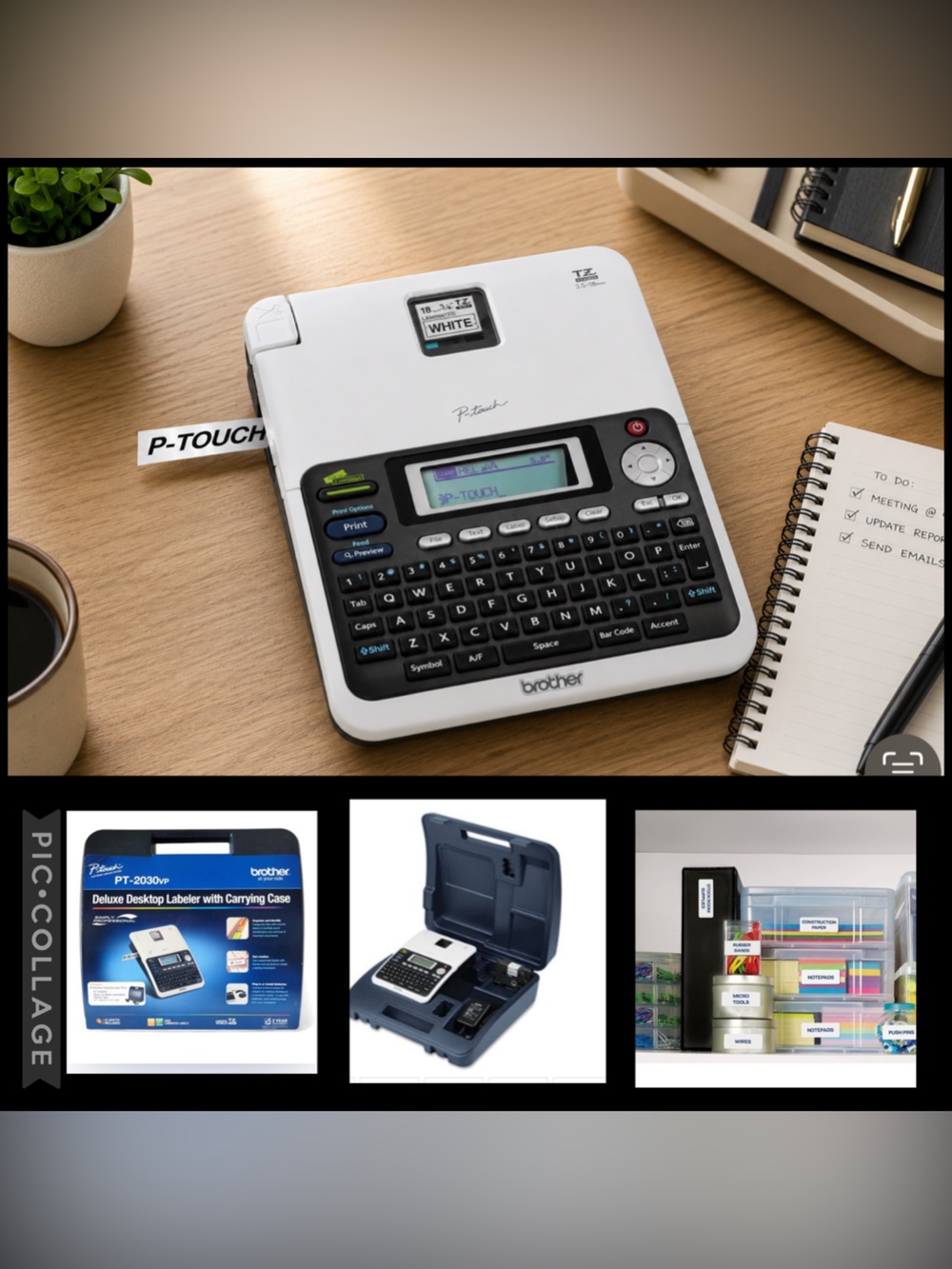NEW Brother P-Touch PT-2030VP Deluxe Desktop Label Maker & Carrying Case